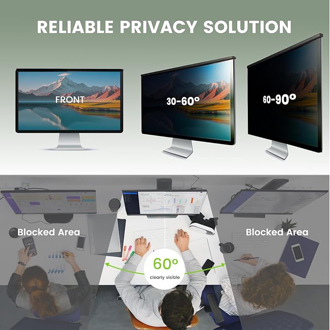 [2 Pack/Family Size]Eliwhale 24 inch Computer Screen Privacy Filter for 16:9 Widescreen Monitor, Matte Anti-Glare and Anti-Spy, Bluelight Block, Eye Healthy Privacy Shield, Width*Height: 531mm*299mm for LG HP AOC Acer and More