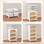 CTSNSLH 4 Tier Plastic Storage Bins and Boxes Organizer - 28Qt Stackable with Lids for Bedroom, Living Room, Office - Foldable Containers, Household Organization