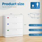 PEUKC 3 Drawer File Cabinet, Lateral Filing Cabinets for Home Office, Office Storage Drawers with Lock, Hanging Files Legal/Letter A4 Size (Assemble Required,White)