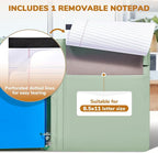 JoyCat 3 Ring Binder Clipboard with Storage,12.4"x10.2"Magnetic Clipboard Folder with 5 Expandable Folders,Refillable Lined Notepad (11" x 8.5"),Ideal for School Office Nursing(Grass Green)