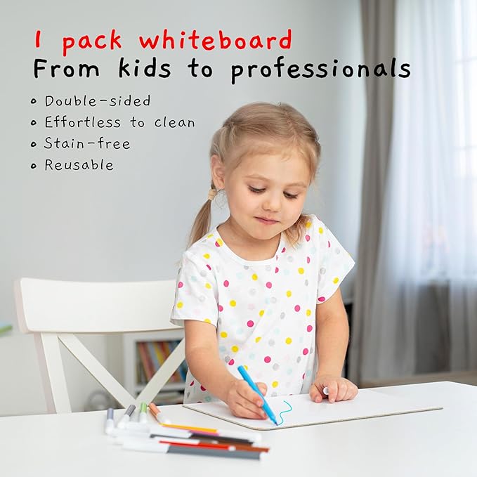Board Geeks 1 Small Dry Erase Board for Kids - Mini White Board for Students and Teachers - Durable and Portable Individual Whiteboard with Rounded Corners - Double Sided (9x12 Inches)