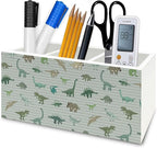 QZQE Dinosaur Gifts Pen Pencil Holder Organizer for Desk, Dinosaur Gifts for Boys Kids, Dino Striped Wooden Box Signs Decorations for Home Classroom Kids Boys Room Bedroom Desk Tabletop