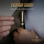 Scriveiner Luxury Fountain Pen - Stunning Black Lacquer Pen, Real Gold Finish, Schmidt Gilded Nib (Fine), Converter, Best Pen Gift Set for Men & Women, Professional, Executive, Office, Nice Pens