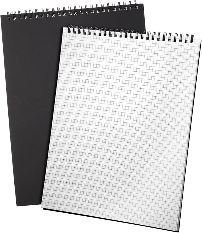 Engrowtic Top Spiral Graph Paper Notebooks 8.7 X11.4 Inch A4 Grid Paper Notepad 70 Sheet Memo Steno Pad for Engineering Writing Sketching Drawing School Office Supplies (1 Pack,Black)