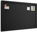 Fluxynara Foldable Cork Board Alternative, Felt Bulletin Board 36" x 24" Black Frame with 24 Adhesive Tabs, Pin Board for Home Office, Classroom, Entryway, Kitchen Wall Decor—Black