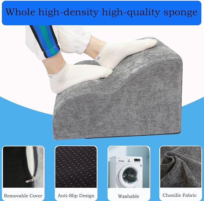 OpyTikar Foot Rest for Under Desk at Work.Multifunctional 3-Tier Foot Stool,with Washable Footrest.for Under Desk,Office Chair Gaming Chair & Sofa,Leg Elevation Pillow,Supports Posture -Dark Grey