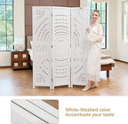 5.6 Ft Folding Room Divider, Portable Privacy Screen & Partition, No Assembly Required for Use as Cat Litter Box Cover, Clutter Hider, Room Separator, 3 Panels (White)