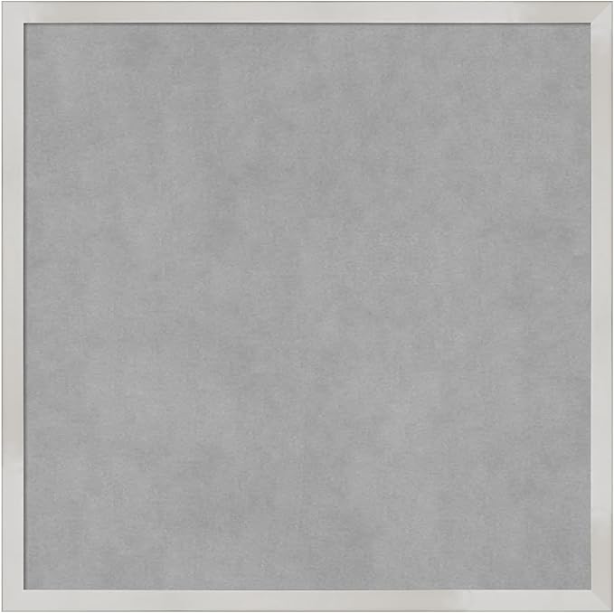 Amanti Art Silver Framed Magnetic Board 21x21 Medium Vision Board for use with Magnets, 100% Metal Sheet to Display Items as Office Decor or for Home Organization in mudroom, Kitchen or Kids Room