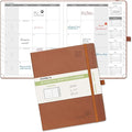 POPRUN Monthly Planner 2026-2027 (Large- 8.5" x 10.5" Soft Cover), 18-Month Calendar Book (Jan.2026 - Jun. 2027), Calendar Planner with Monthly Tabs & Pocket, 100 GSM Paper - Brown