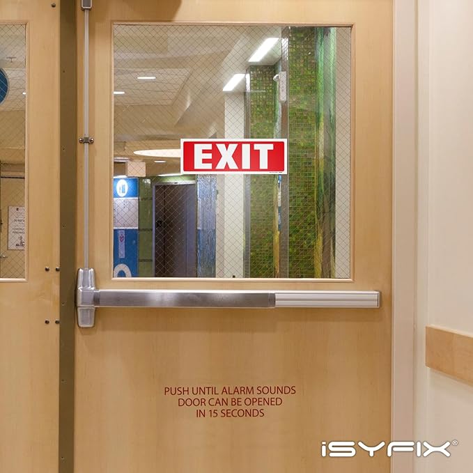 iSYFIX Exit Signs Stickers – 12 Pack 12x4 Inch – Premium Self-Adhesive Vinyl, Laminated for Ultimate UV, Weather, Scratch, Water and Fade Resistance, Indoor and Outdoor