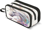 BOENLE White Horse Butterflies Pencil Case Box Boys Girls Large Pencil Pouch with Zipper Compartments Big Capacity Stationery Pen Bag Organizer for Kids Teens Adults School
