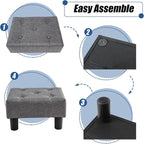 BRIAN & DANY Small Foot Stool, Linen Foot Stools with Legs, Stable Small Footstool for Living Room, Grey