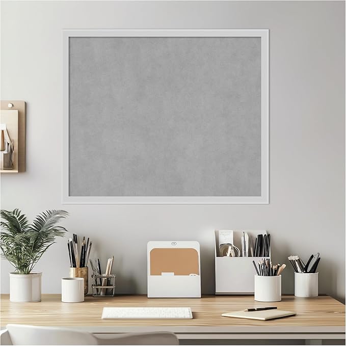 Amanti Art Silver Framed Magnetic Board 21x25 Medium Vision Board for use with Magnets, 100% Metal Sheet to Display Items as Office Decor or for Home Organization in mudroom, Kitchen or Kids Room