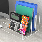 Halyuhn Acrylic File Organizer, 4Sections Clear Desk Organizer for Home Office, Desktop File Folder, Acrylic Mail Organizer Countertop for Notebook, Document and Paper, Clear File Holder,1Pcs