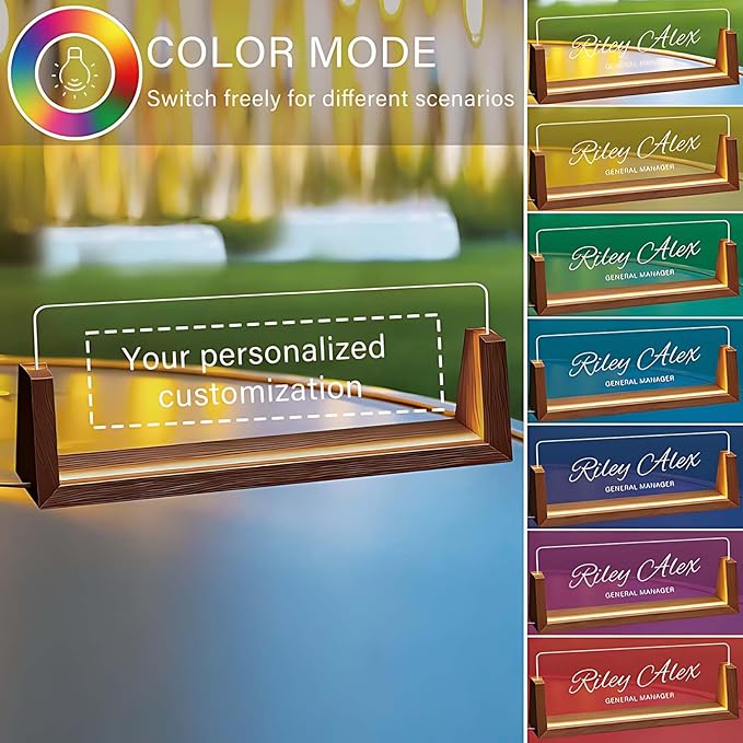 Custom Name Plate for Desk, Personalized Light Up Acrylic Desk Name Plate, Corporate Gifts for Employees Coworkers, Office Decor for Women Men