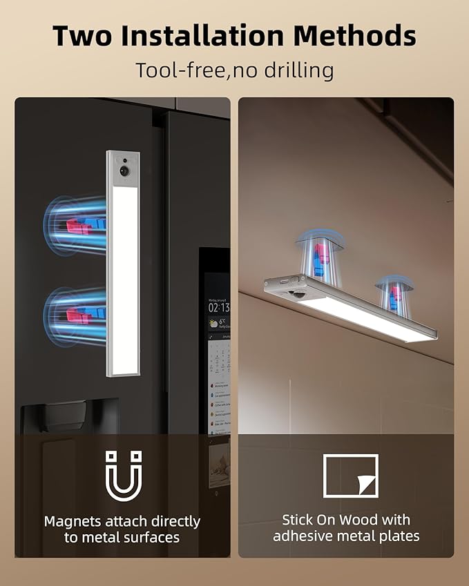 EZVALO 3 Pack Under Cabinet Lighting, 3200mAh Rechargeable Motion Sensor Light, 12inch Magnetic Closet Lights with Dimmable & 3 Color Temps, Wireless Motion Activated Lights with Remote for Kitchen