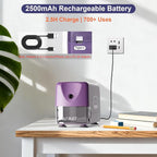 AFMAT Electric Pencil Sharpener Heavy Duty, Cordless & Rechargeable, Classroom Pencil Sharpener for 6-11mm No.2/Colored Pencils, Auto Stop, Fast Sharpen, Save Pencil, 10,000 Sharpenings, Purple, PSD3