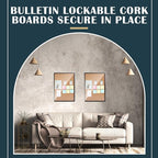Cholemy Enclosed Bulletin Lockable Cork Case Notice Board 48 x 36 Inch Weatherproof Bulletin Board with Aluminum Frame Mounting Screws Outdoor for School Office Wall Display Pictures(Black)