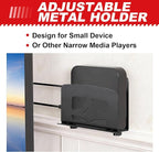 Adjustable Small Device Metal Holder, Wall Mount or VESA Mount Behind TV/Monitor for Cable Box, Modem, Router, Media Player, Switch, WII, mini PC, Mac Mini, OptiPlex MFF, Space Saving Design, Black