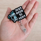 Just Need to Vent Funny Inhaler Badge Reel, Retractable ID Card Badge Holders, Medical Badge Clip for ICU Nurse ED ER Respiratory Therapy RT Intensivist Anesthesiologist CRNA Resident Physician