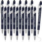 Zonon 12 Pcs Inspirational Pens Bulk Funny Ballpoint Pen with Stylus Tip Motivational Gifts for Valentine's Day Teacher Coworkers Nurse School Office Supplies(Navy,Motivational Style)