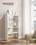VASAGLE CUSTOS Collection - Bookshelf, 4-Tier Bookcase, Book Shelf, Open Storage Shelf, 9.4 x 23.6 x 42.4 Inches, for Living Room, Home Office, Dinning Room, Cloud White ULBC164T14 | Bookcase, Book Shelf, Open Storage Shelf, for Living Room, Home Offic...