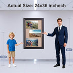 36x24 Inch Lockable Enclosed Bulletin Board, Weather-Resistant Outdoor Noticeboard with Locking Doors, Wall-Mounted Black Aluminum Frame & Cork Presentation Board