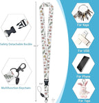 Teacher Badge Holder with Retractable Lanyard, Flower Lanyards for ID Badges Name Tags Vertical Card Holder, Breakaway Lanyard Badge Reel Retractable, Teacher Nurse Workers Women Office Gifts