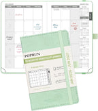 POPRUN Pocket Monthly Planner 2026-2027 (Pocket- 4''x 6.25'' Soft Leather Cover) - 18 Month Calendar Book for Purse (Jan.2026 - Jun. 2027), 100 GSM Thick Paper - Green