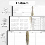 SUNEE 2026-2027 Planner - 24 Months (Jan 2026 - Dec 2027) - 7"x10" Monthly Spreads & Yearly Planner, Black