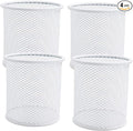 SNOW COOLER Pen Holder Mesh Pencil Holder Metal Pen Holder Cup Pencil Cup Holder for Desk Office Pen Organizer White, 4 Pack
