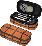 Basketball Ball Texture Pencil Case Big Capacity Storage Pencil Pouch Stationery Bags With Zipper Portable Pen Holder Box Organizer For Boys Girls Teens Student College School Office Supplies