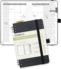 POPRUN Pocket Monthly Planner 2026-2027 (Small Size 4.25" x 6.25") 18 Months Calendar Book(Jan 2026 - Jun 2027) - 4 Pages per Month with Expense & Notes, Leather Cover, Sunday Starts - Black