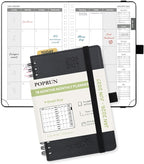 POPRUN Pocket Monthly Planner 2026-2027 (Small Size 4.25" x 6.25") 18 Months Calendar Book(Jan 2026 - Jun 2027) - 4 Pages per Month with Expense & Notes, Leather Cover, Sunday Starts - Black