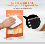 Acrylic Sign Holder 8.5x11, 10 Pack Clear Table Plastic Vertical Clear Double Sided Flyer Display, Picture Menu Stand Paper Holder Photo Sign Holder Suitable for Restaurants Office Store Show Fair