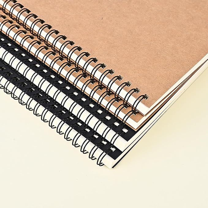 Custom Spiral Notebook - Upload Your Own Photo/Logo/Text, Set of 4 Personalized Journals, A5 Kraft Soft Cover, 120 Pages, 8.4 x 5.8 Inch, Customizable Notebooks for Gifts, Office or Business,Blue
