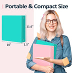BinderX Extra Durable 3 Ring Binder, Round Rings 1 Inch Binder, Fits 175 Sheets of 8.5x11 Paper, Customizable View Cover with Inside Pockets, Cute 1" Binders, 1 Inch Binders 3 Ring, Aqua Blue