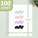 SUNEE Spiral Notebook, 1-Subject, Wide Ruled Paper, 8" x 10-1/2", 100 Sheets per Notebook, 3-Hole Punched Paper, Water Resistant Cover, Double-sided Pockets, Spiral Lined Notebooks for School, Green