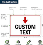 Custom Arrow,Custom Directional Sign, Down Arrow,7x10 Inches, 55 mil thick HDPE (high density polyethylene) Made in USA by My Sign Center