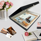 Lineco Clamshell Folio Storage Box, 16.5" x 20.5" x 1.75" Prints, Metal Edge Archival Boxboard, Color: Black