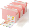 EcoStash Extra Capacity Hanging File Folders, 4.72" Reinforced Wheat Straw Expanding Hanging Folder Letter Size, Large Capacity for Filing Cabinet,-Strawberry Pink-3 Packs
