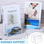 Vicenpal 12 Pcs Clear Acrylic Postcard Holder Business Card Holder Greeting Card Display Clear Business Card Stand Rack for Index Card Organizer Desk Table Home Office School, 6 x 4.25 x 4.5 Inch