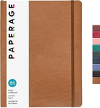 PAPERAGE Softcover Lined Journal Notebook (Cognac), 176 Pages, Large B5 College Ruled Notebook, 7.5 inches x 9.8 inches - 100 GSM Premium Paper, Soft Vegan Leather Journal for Home, Work & School
