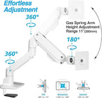 AVLT Single 34”-57” Monitor Arm Desk Mount fits One 44 lbs Heavy Duty Screen Full Motion Height Swivel Tilt Rotation Adjustable White Arm VESA 200x200 200x100 100x100 75x75
