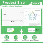 Two Pocket Portfolio Folders, PANDRI 60 Pack 3 Hole Punched 2 Pocket Folders for 3 Ring Binder, Letter Size Paper File Folder for School Office Home Business, Green