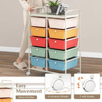 GOFLAME 10-Drawer Rolling Storage Cart, Art Craft Storage Organizer on Wheels, Multipurpose Movable Utility Cart for School, Office and Home, Macaron Color