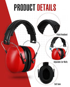Copkim 12 Pcs Hearing Protection Ear Muffs NRR 28dB Noise Reduction Headphones Shooting Ear Protection Earmuffs(Red)