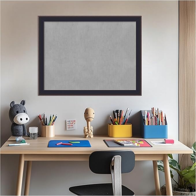 Amanti Art Black Framed Magnetic Board 21x27 Medium Vision Board for use with Magnets, 100% Metal Sheet to Display Items as Office Decor or for Home Organization in mudroom, Kitchen or Kids Room