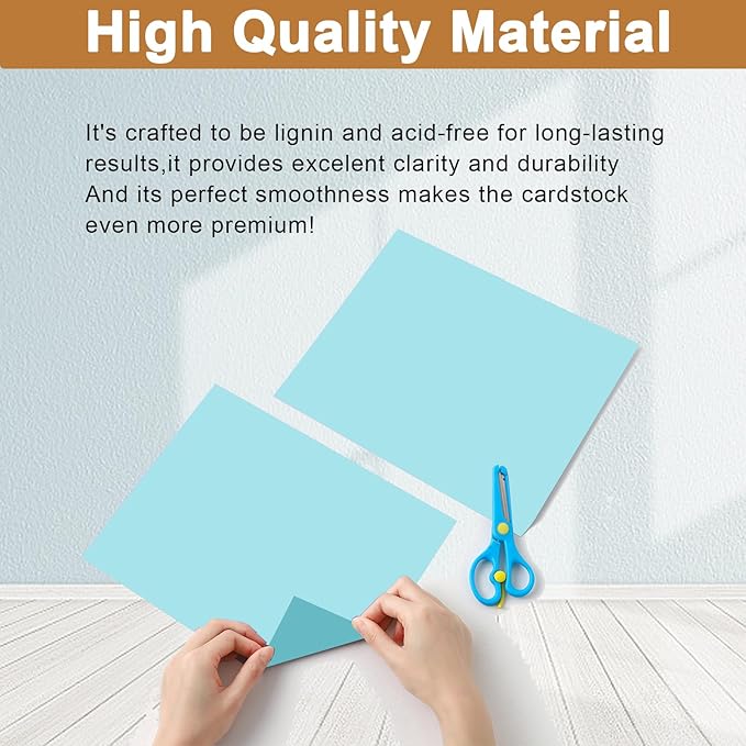 Silunkia 28 Sheets Light Blue Cardstock 8.5 x 11 Scrapbook Paper, 250gsm/92lb Thick Paper Card Stock for School Crafting, DIY Cards, Wedding Invitations, Certificates