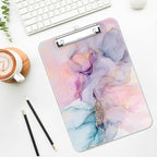 Luminzo Plastic Cute Clipboard Low-Profile Metal Clip, A4 Letter Size 9 x 12.5 in, 8.5 x 11 Paper Clip Board for Teachers, Nurses, Classroom,Pink Dream Marble